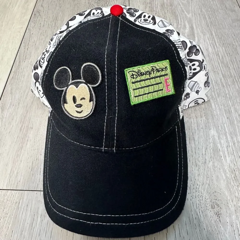 Disney parks emoji icon black Mickey patch adjustable baseball hat